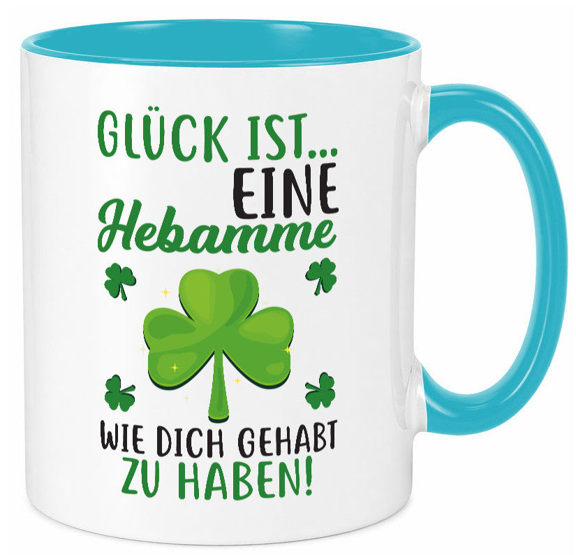 Hebamme Dankeschön | Dankes Tasse Kleeblätter Glück Humor Geschenkidee
