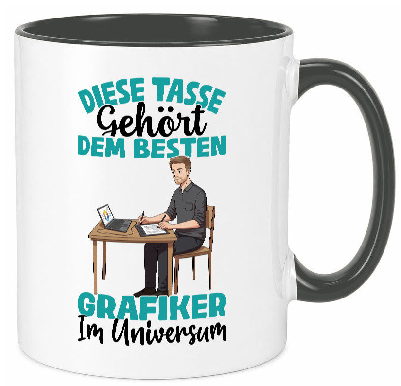 Im Universum: Grafiker | Grafik Design lustiger Spruch Geschenk Humor Tasse