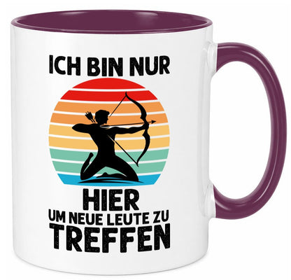Nur hier um neue Leute zu treffen | Bogenschütze Humor Geschenkidee Tasse