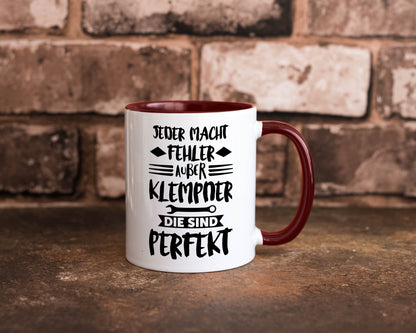 Jeder macht fehler nur Klempner sind Perfekt Humor Geschenkidee Tasse