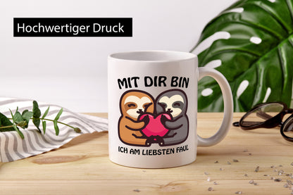 Faul mit dir Faultier lustig Tierliebhaber Humor Geschenk Tasse