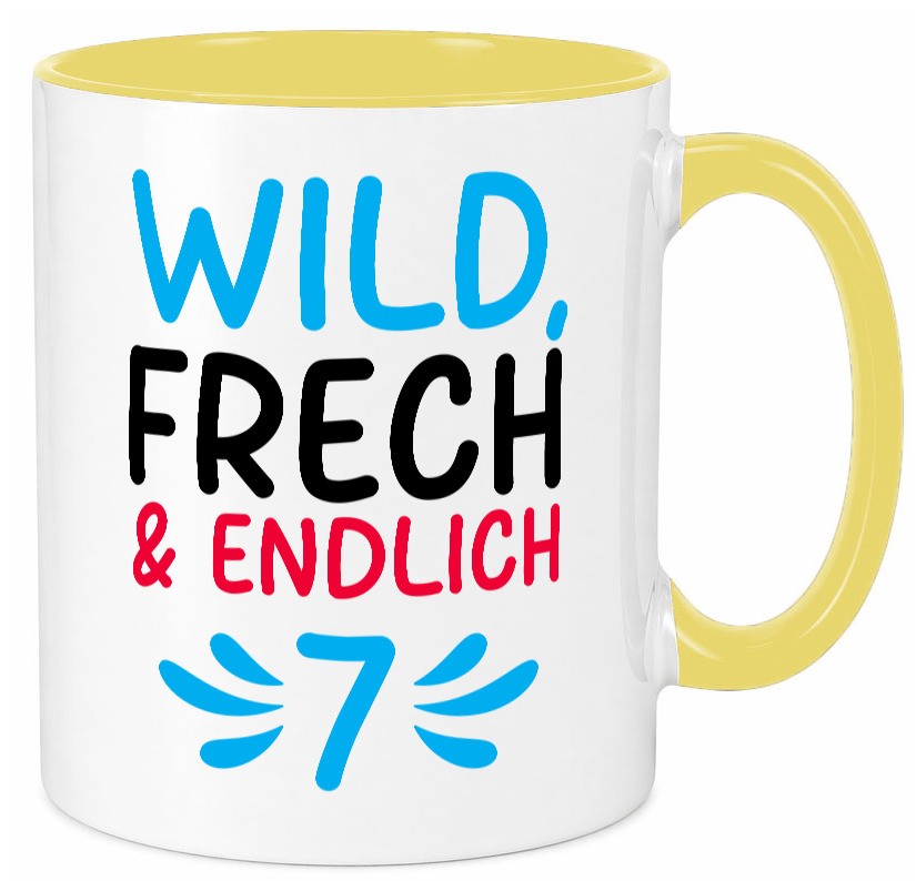 7. Geburtstag | 7 Jahre Wild &amp; Frech lustiger Spruch Geschenk Geschenkidee Tasse