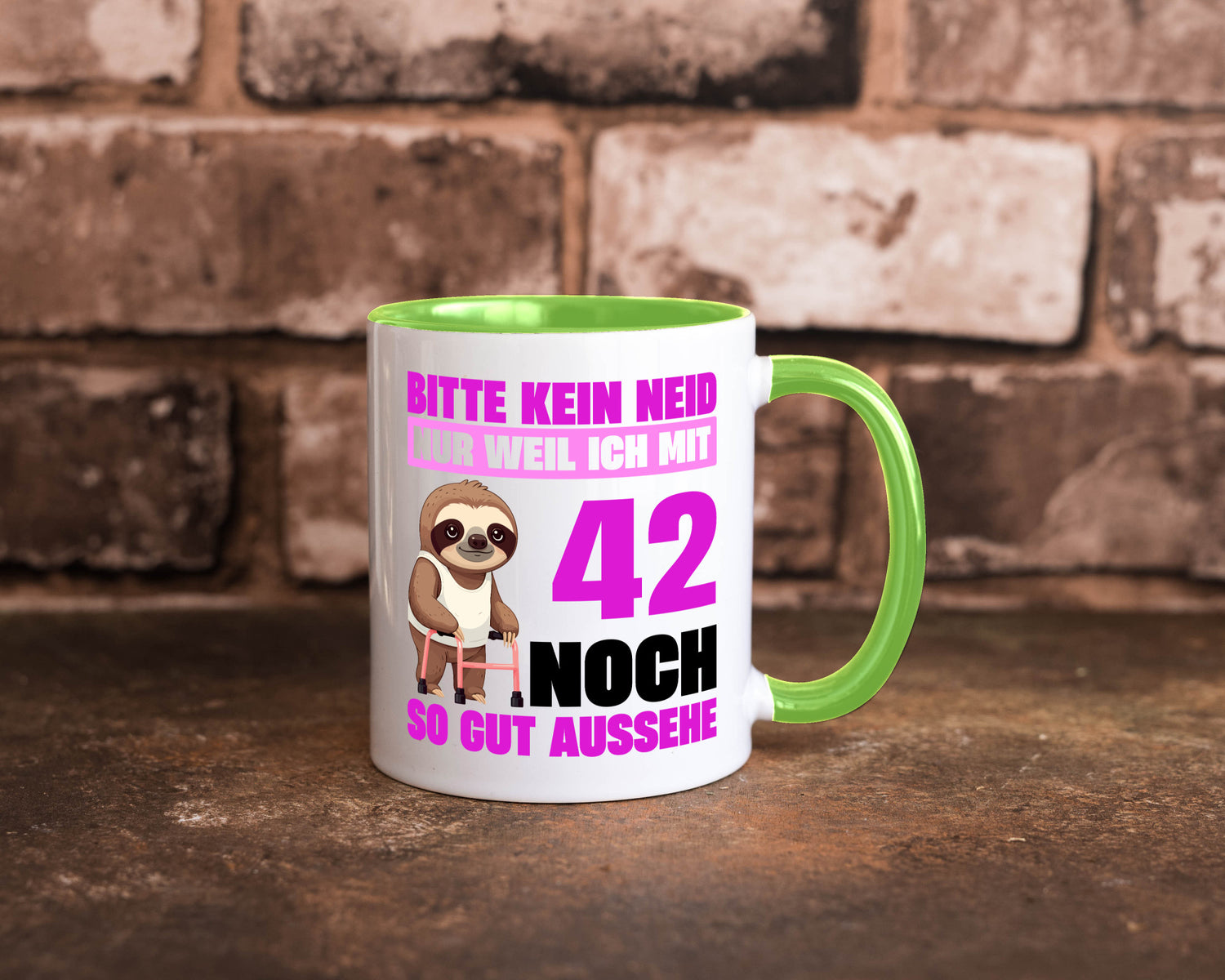 42. Geburtstag | Bitte kein neid Faultier 42 Jahre Geschenkidee Humor Tasse