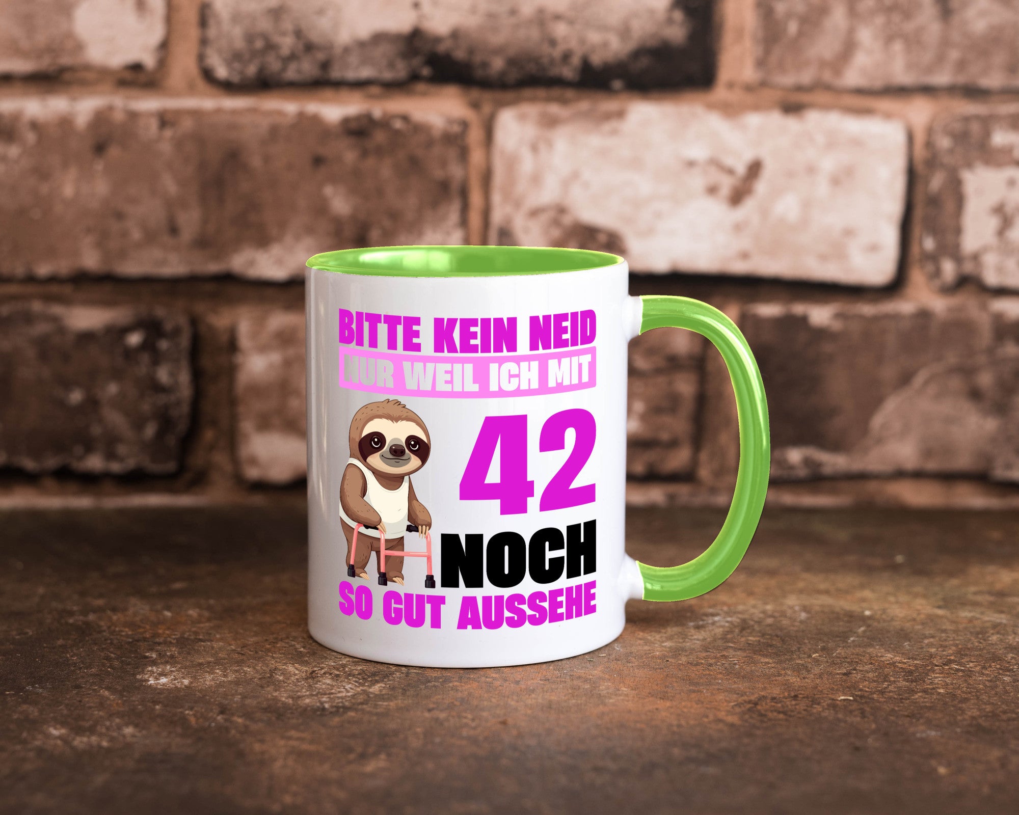 42. Geburtstag | Bitte kein neid Faultier 42 Jahre Geschenkidee Humor Tasse