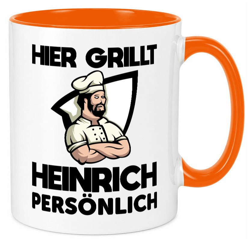 Hier Grillt Heinrich Persönlich | Grillmeister Geschenk Humor Geschenkidee Tasse