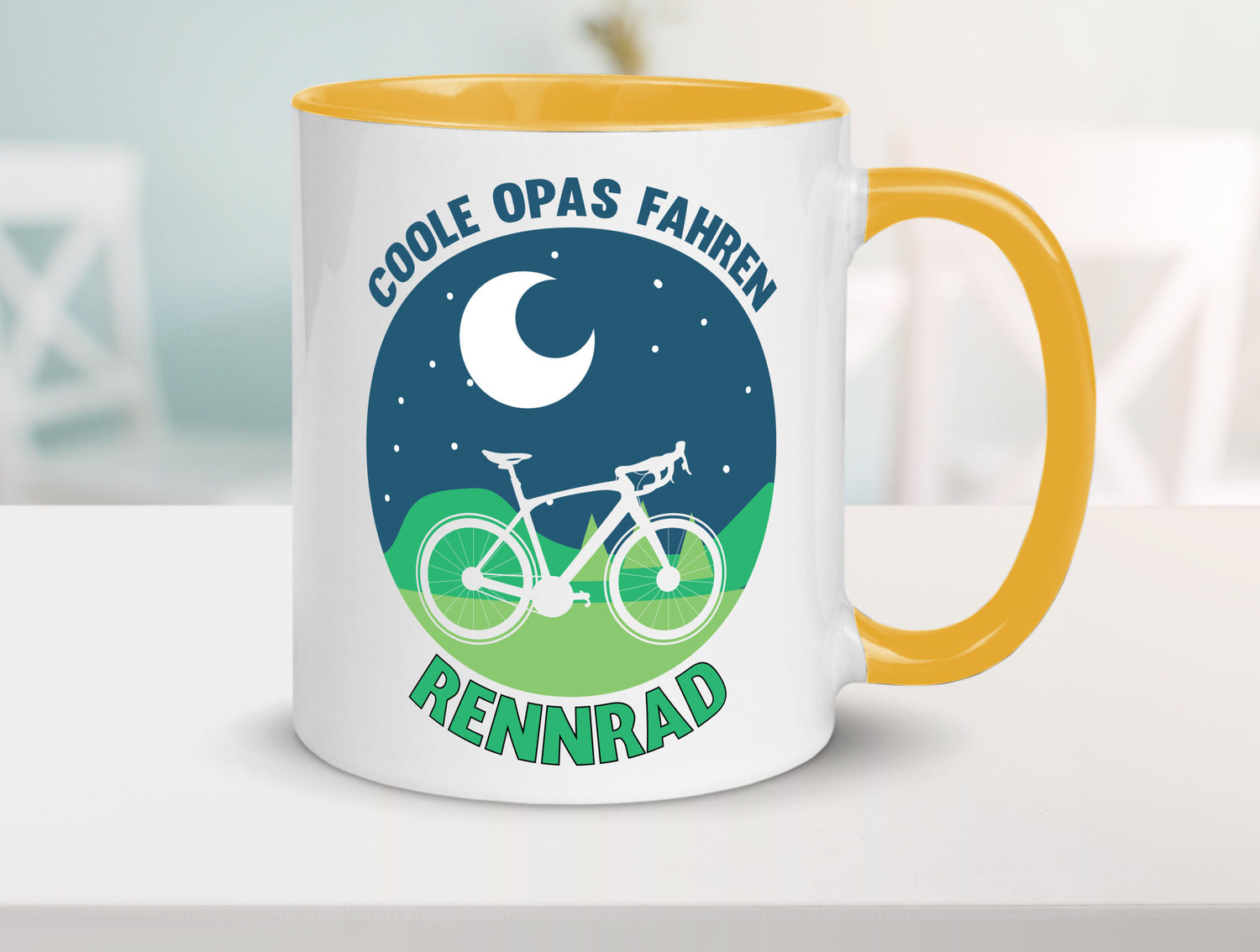 Coole Opas fahren Rennrad | Mond Landschaft Geschenk Familie Geschenkidee