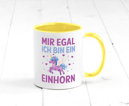 Mir egal, ich bin ein Einhorn| Herzen Geschenkidee Humor Tasse