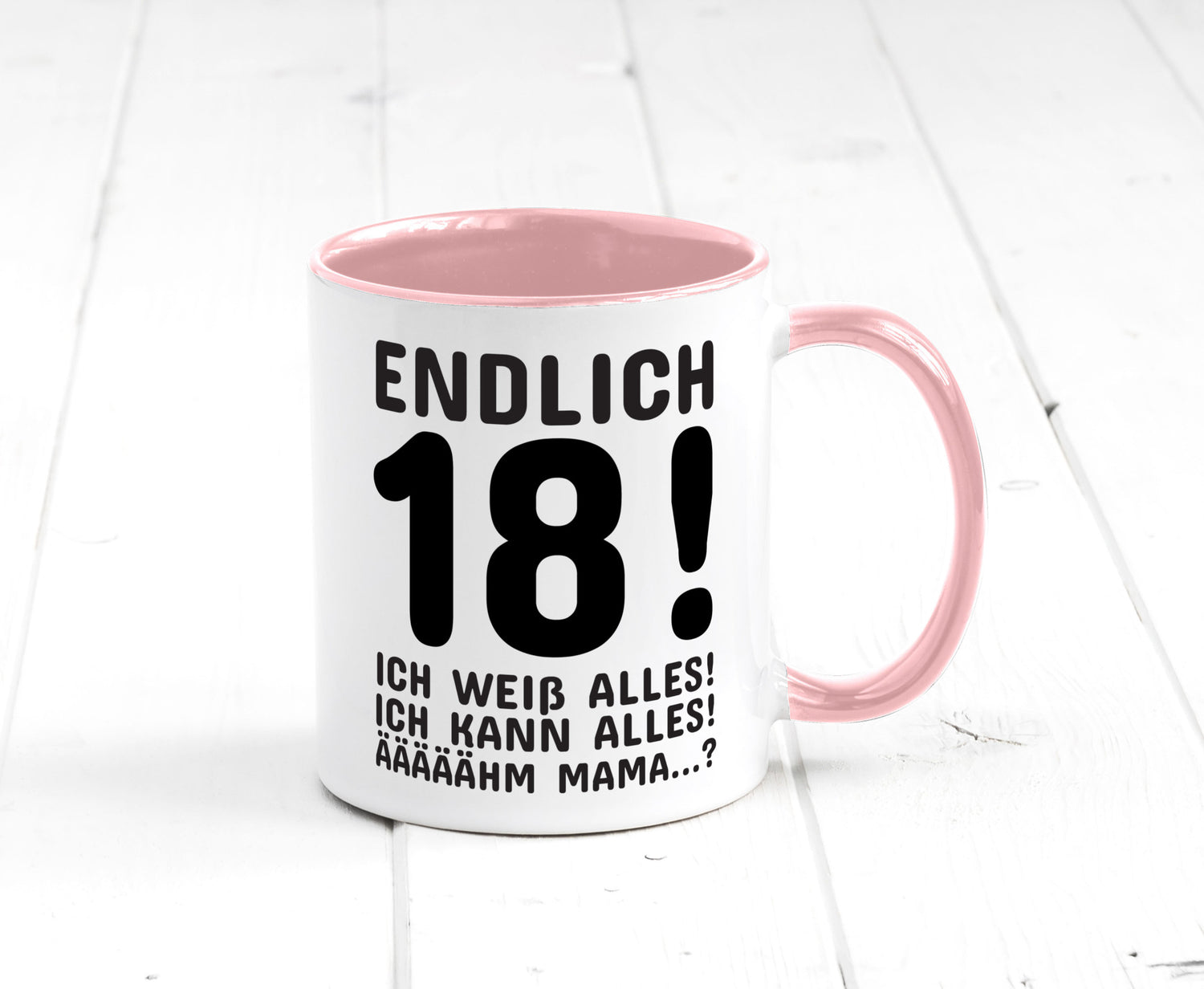 Endlich 18 | Geburtstag Tasse volljährig Erwachsen lustig Geschenkidee Geschenk