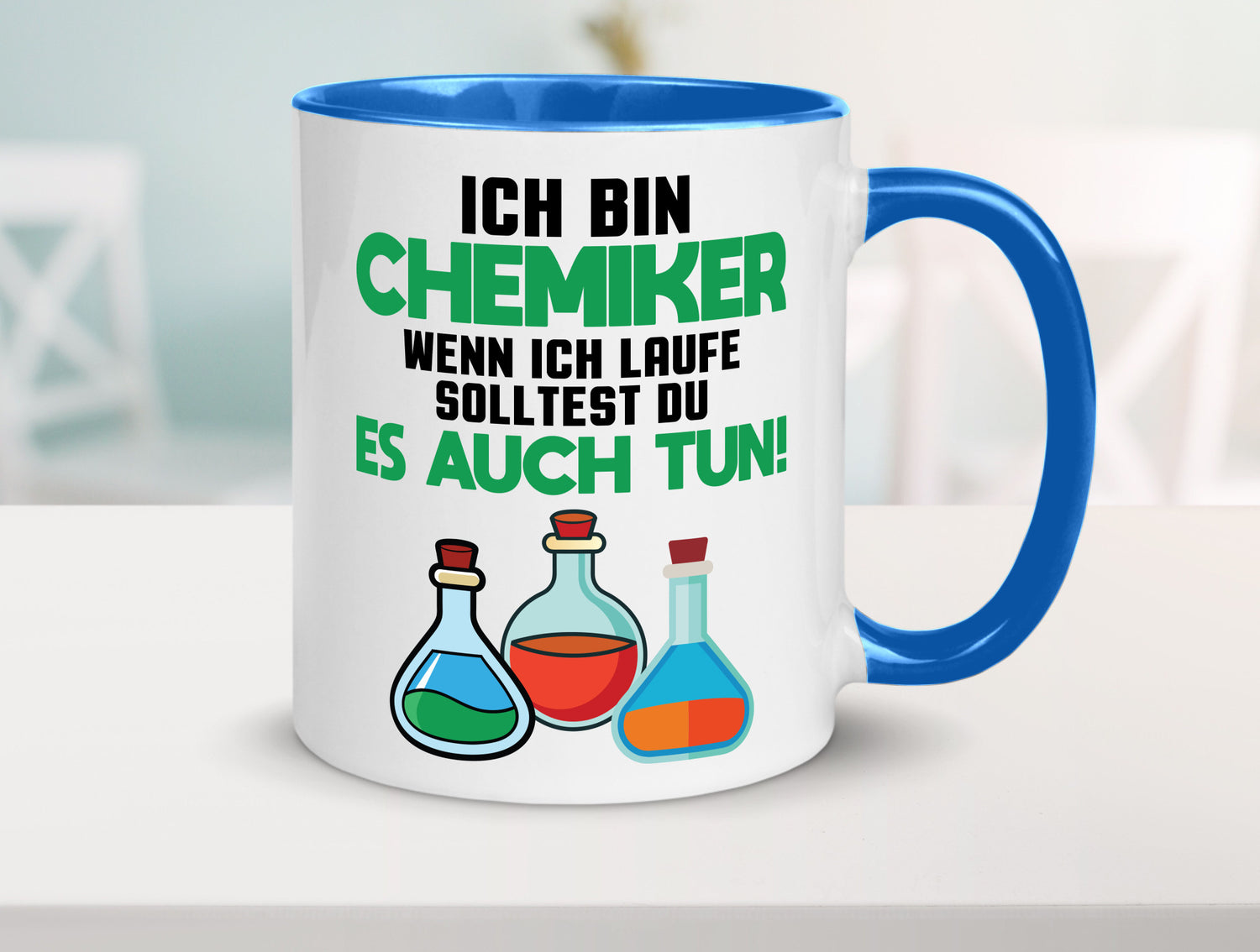 Ich bin chemiker wnen laufe solltest du es auch tun Humor Geschenkidee Tasse