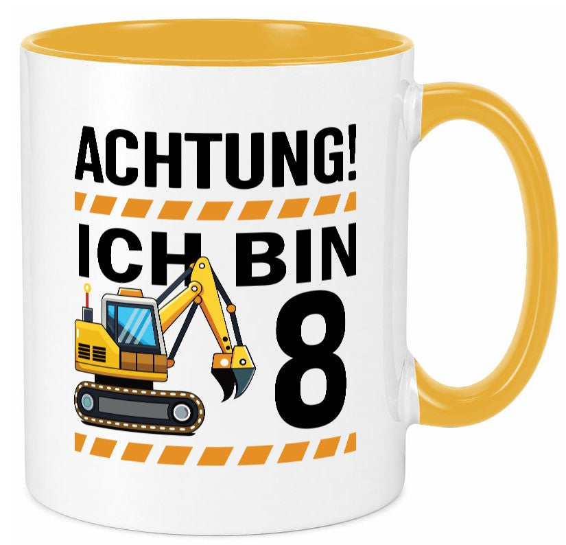 8 Geburtstag Ich bin | Bagger Junge Geschenk Geschenkidee lustiger Spruch Tasse