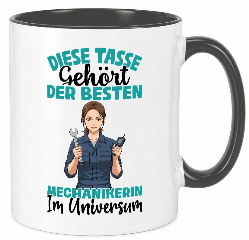 Im Universum: Mechanikerin | KFZ lustiger Spruch Geschenk Humor Geschenkidee Tasse