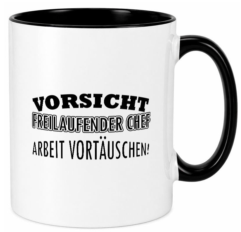 Freilaufender Chef lustig Arbeit Kollegen Büro Geschenk Tasse