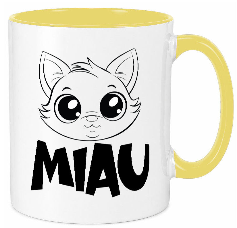 Miau | Katze Geschenkidee Tierliebhaber Humor Tasse