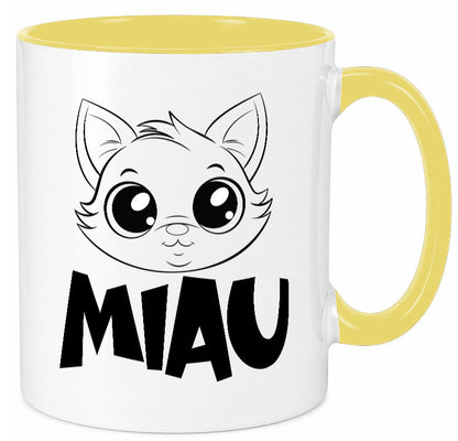 Miau | Katze Geschenkidee Tierliebhaber Humor Tasse