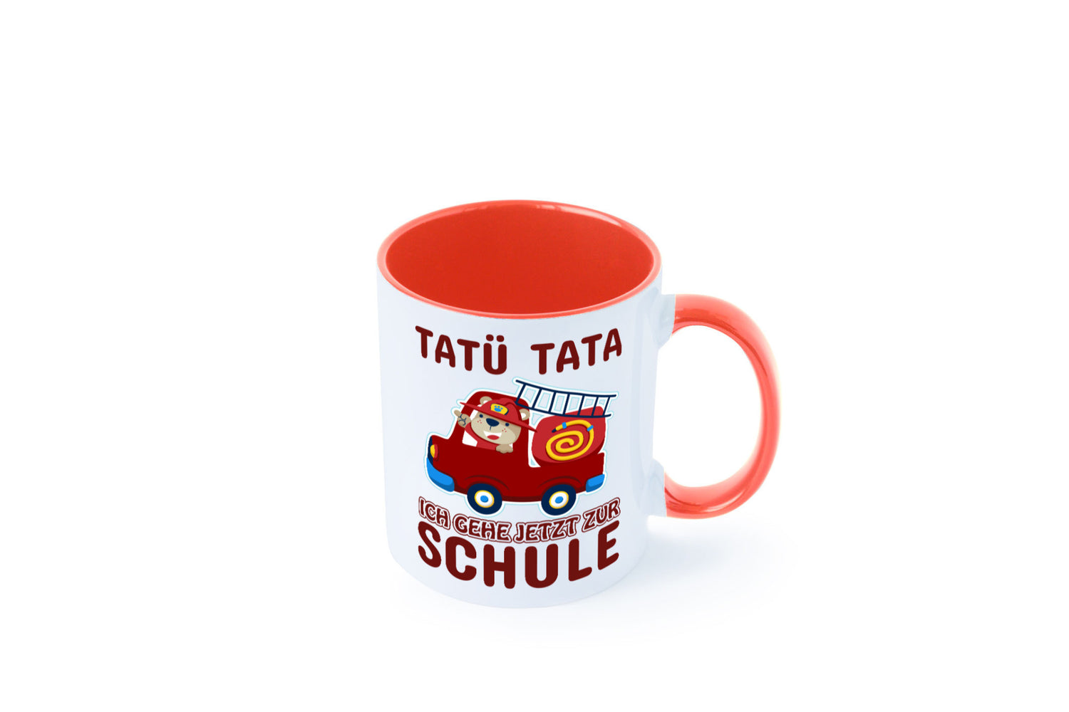 Bär in Feuerwehrauto | Tatü Tata Einschulung Tasse Humor Geschenkidee
