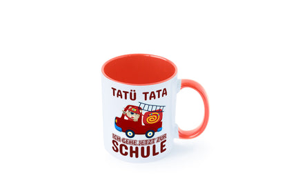 Bär in Feuerwehrauto | Tatü Tata Einschulung Tasse Humor Geschenkidee