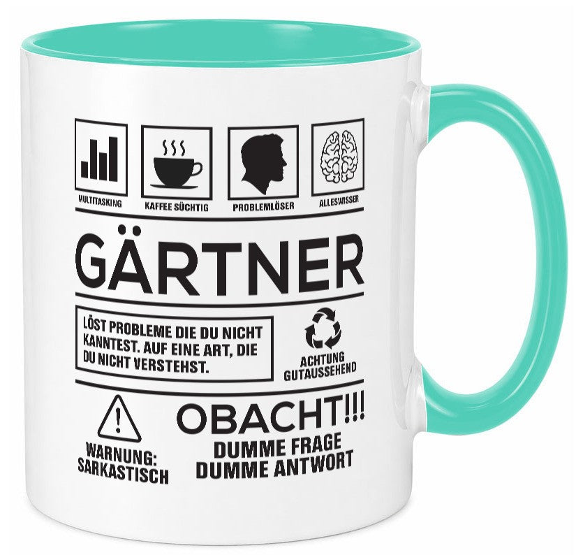 Achtung Probleme Gärtner | Gartenbau Geschenkidee Humor Tasse