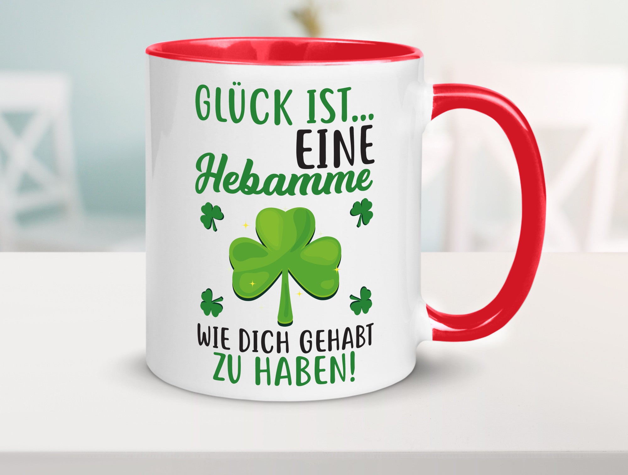 Hebamme Dankeschön | Dankes Tasse Kleeblätter Glück Humor Geschenkidee
