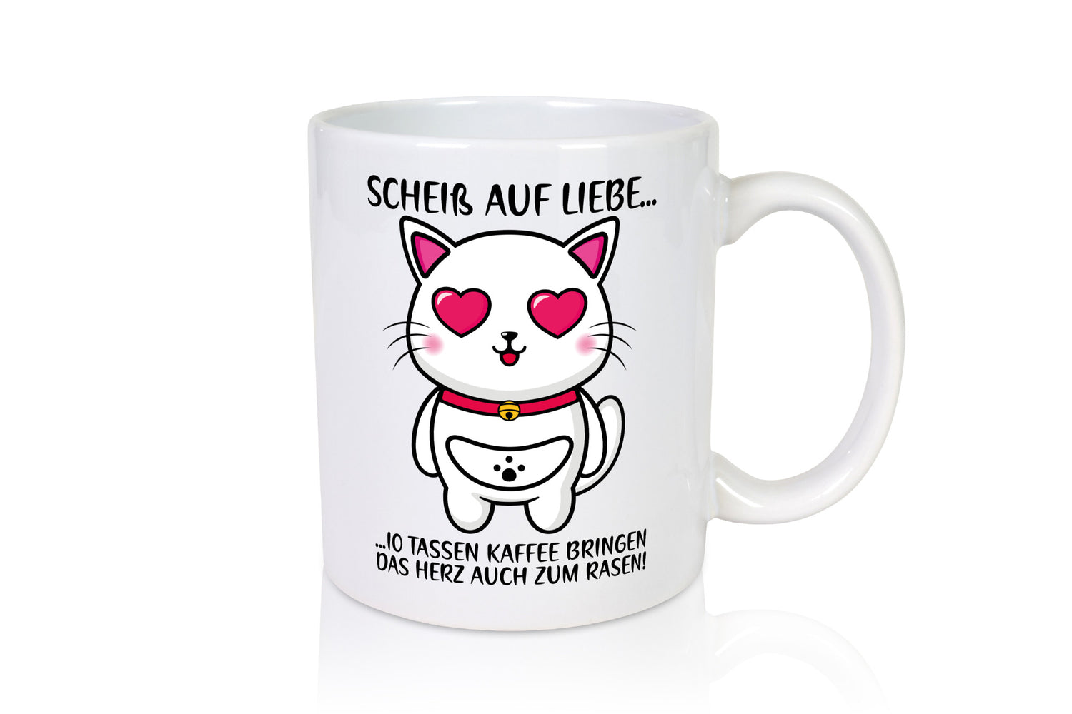 Scheiß auf Liebe | Katze mit Herzen Kaffee Kaffeetrinker Geschenkidee