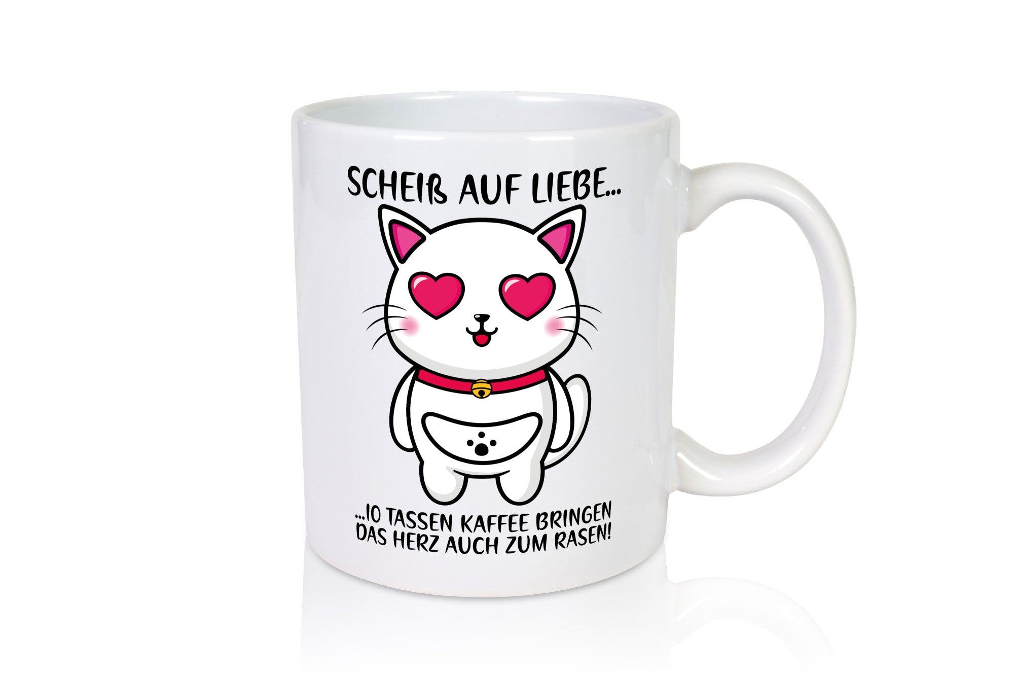 Scheiß auf Liebe | Katze mit Herzen Kaffee Kaffeetrinker Geschenkidee