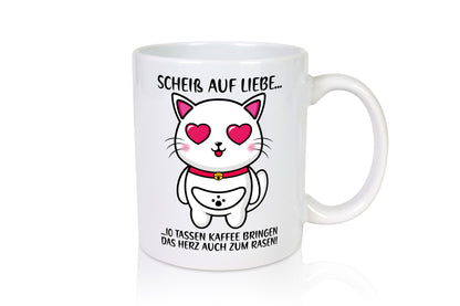 Scheiß auf Liebe | Katze mit Herzen Kaffee Kaffeetrinker Geschenkidee
