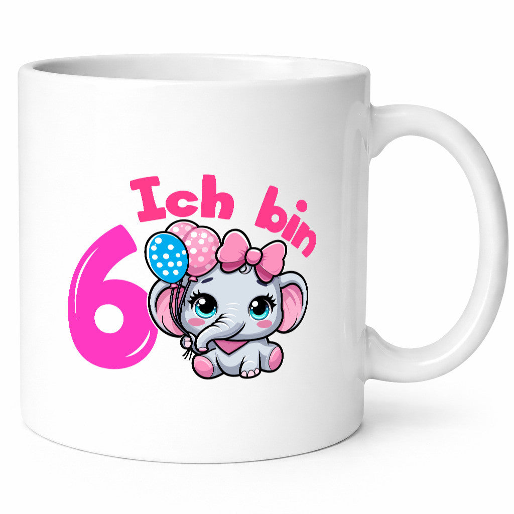 6. Geburtstag | 6 Jahre Elefant Mädchen Humor Geschenkidee Tasse
