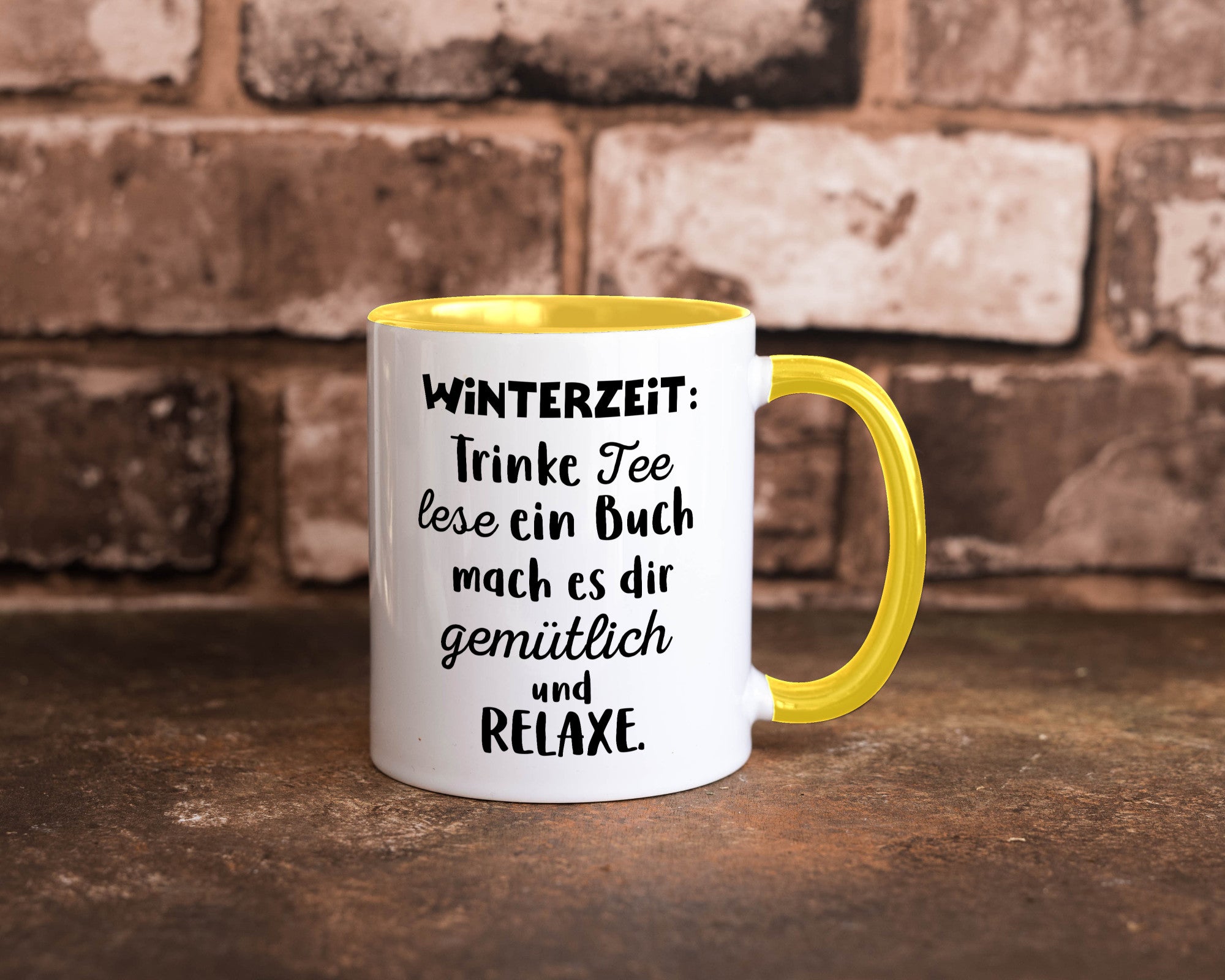 Winterzeit Trinke Tee und mach es dir Gemütlich Geschenkidee Humor Tasse