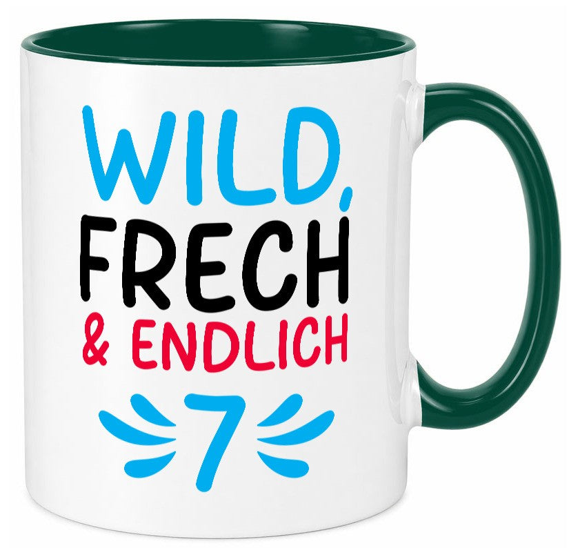 7. Geburtstag | 7 Jahre Wild &amp; Frech lustiger Spruch Geschenk Geschenkidee Tasse