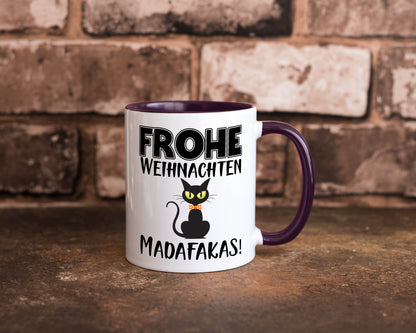 Frohe Weihnachten Madafakas! | Katze Tasse Vintage lustiger Spruch Geschenk