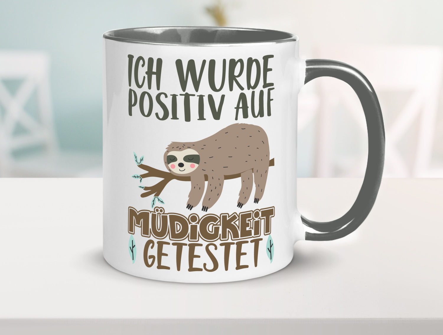 Positiv auf Müde getestet lustiger Spruch Geschenk Humor Geschenkidee Tasse