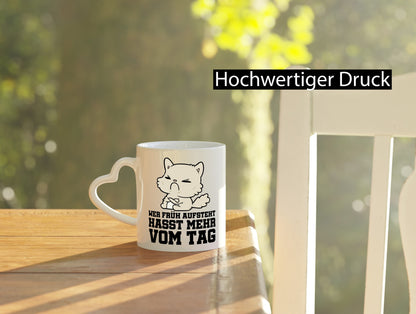 Frühaufsteher Katze lustig Tierliebhaber Humor Geschenk Tasse