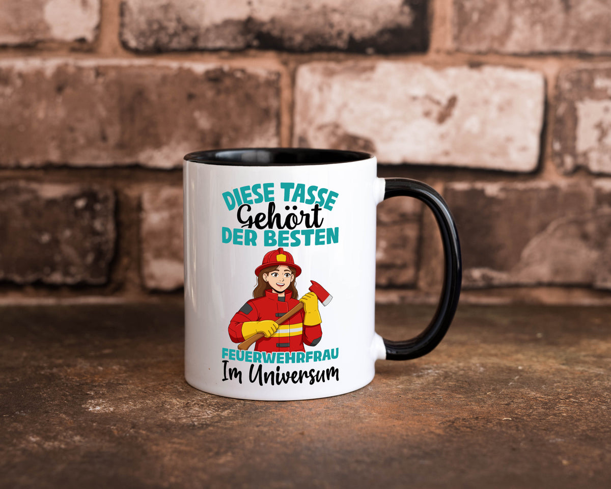 Im Universum: Feuerwehrfrau | Feuerwehr lustig Humor Geschenkidee Geschenk Tasse