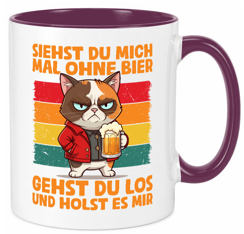 Siehst du mich ohne bier | Katze Biertrinker Geschenk Tierliebhaber Humor Tasse
