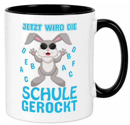 Schule wird gerockt | Schulbeginn Tasse cooler Hase lustiger Spruch Geschenk