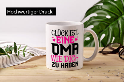 Glücklich dich zu haben Oma lustiger Spruch Geschenk Familie Geschenkidee Tasse