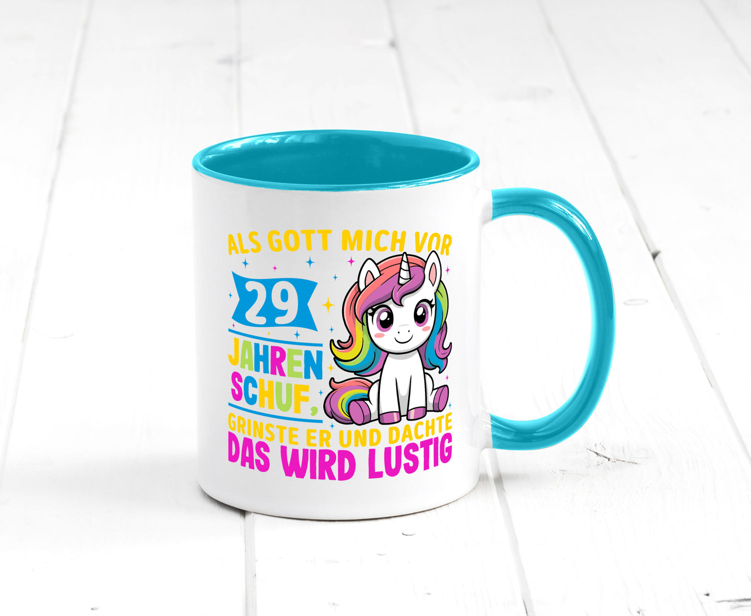 29. Geburtstag | Als Gott mich schuf 40 Jahre v2 Humor Geschenkidee Tasse