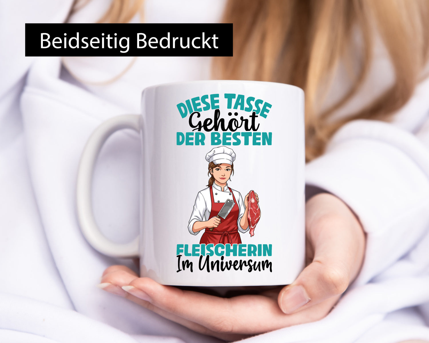 Im Universum: Fleischerin | Schlachterei lustiger Spruch Geschenk Humor
