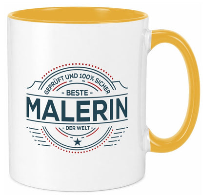 Geprüft und sicher: Malerin | Malerinnen lustiger Spruch Geschenk Humor Tasse