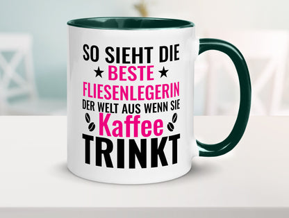 Kaffee trinkt: Fliesenlegerin | Fliesenlegen Bau Humor Geschenkidee Tasse