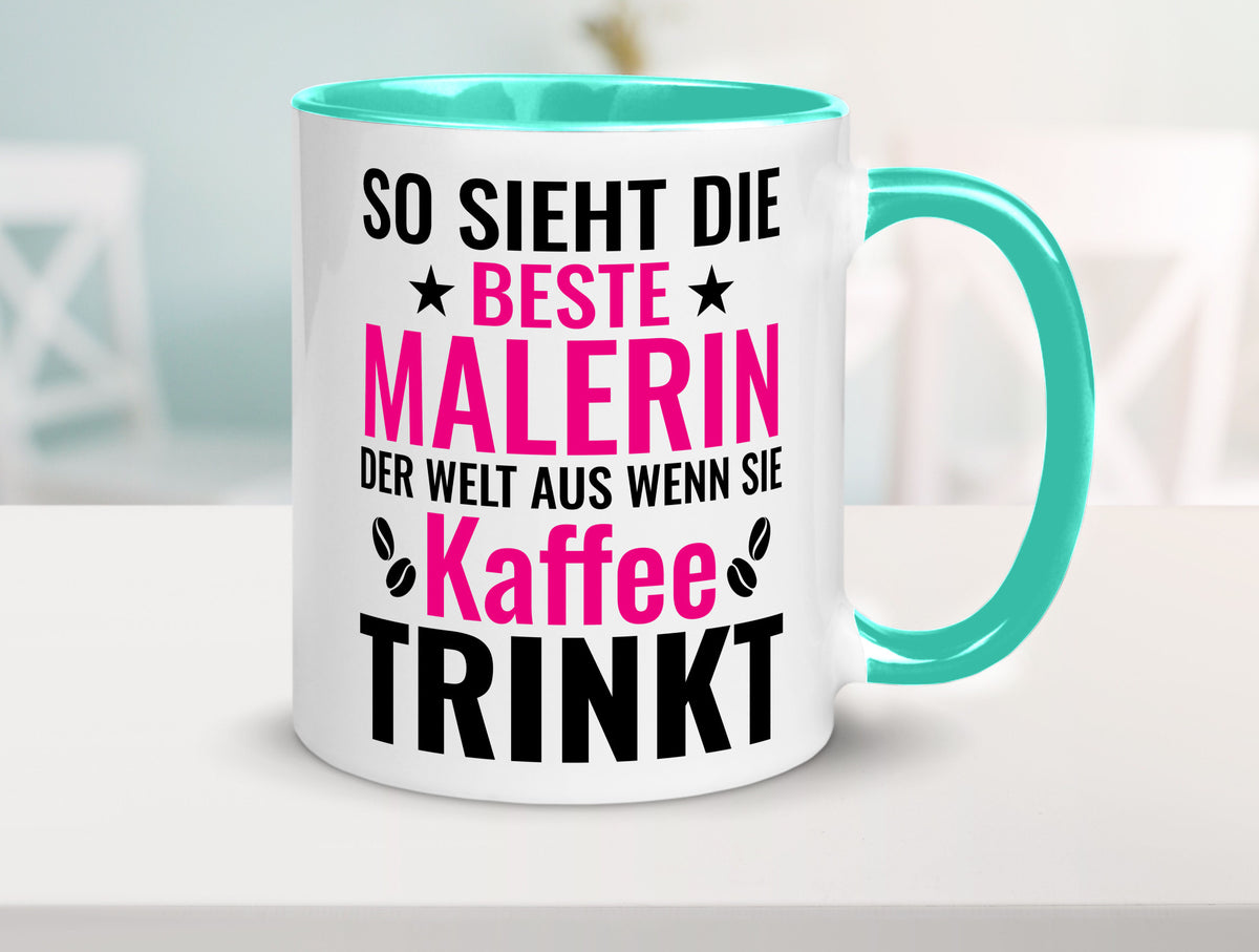 Kaffee trinkt: Malerin | Malerinnen lustiger Spruch Geschenk Humor Geschenkidee Tasse