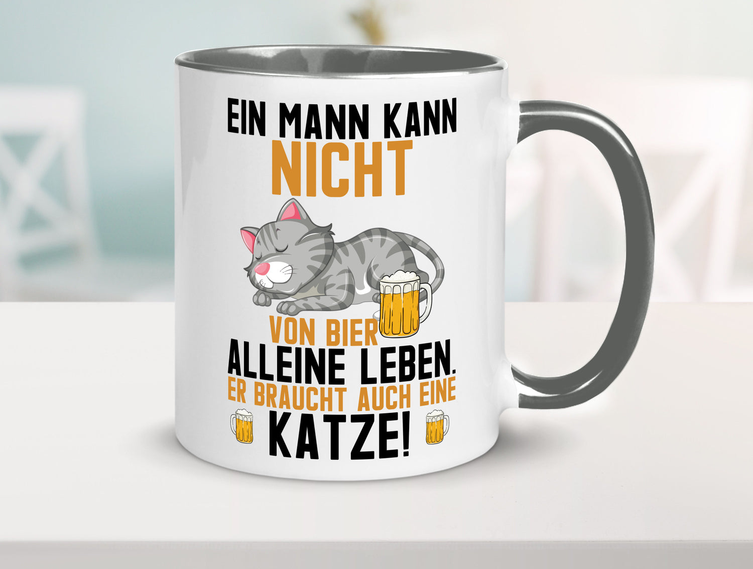 Von Bier leben | Mann braucht eine Katze Katzenliebhaber Geschenk Tierliebhaber