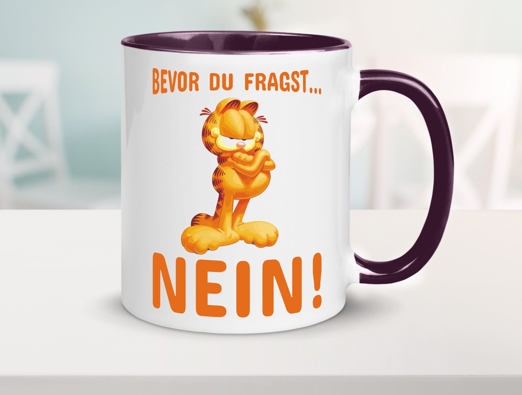 Bevor du fragst? Nein! | grimmige Katze Spruchtasse lustig Tierliebhaber Humor