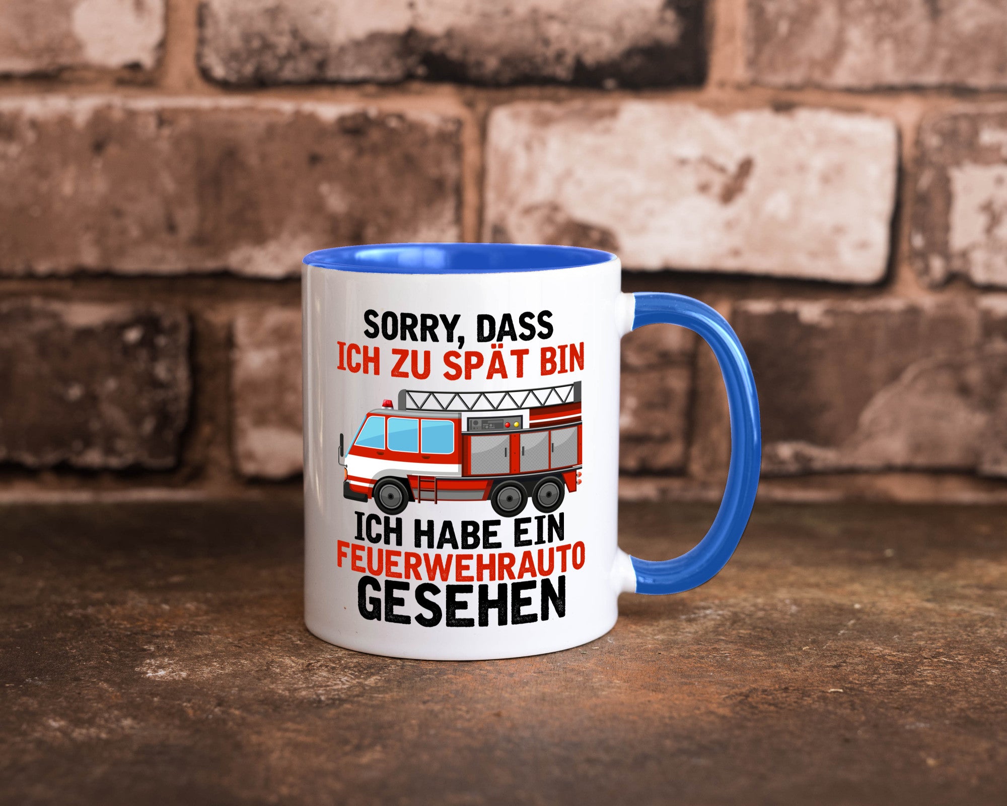 Ich hab ein feuerwehrauto gesehen | lustig Humor Geschenkidee Geschenk Tasse