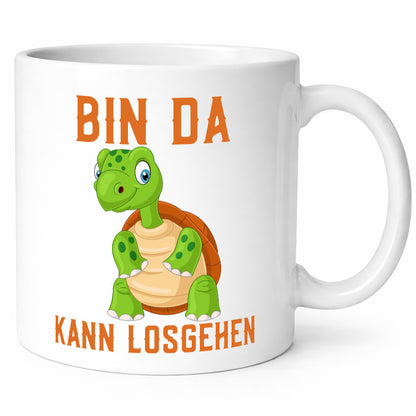 Bin da kann losgehen | lachende Schildkröte Optimist Humor Geschenkidee Tasse