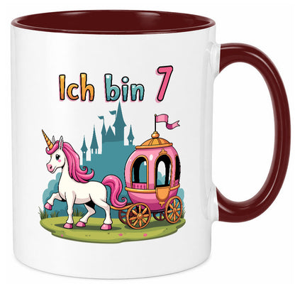 7. Geburtstag | Prinzessin in Kutsche Einhorn lustiger Spruch Geschenk