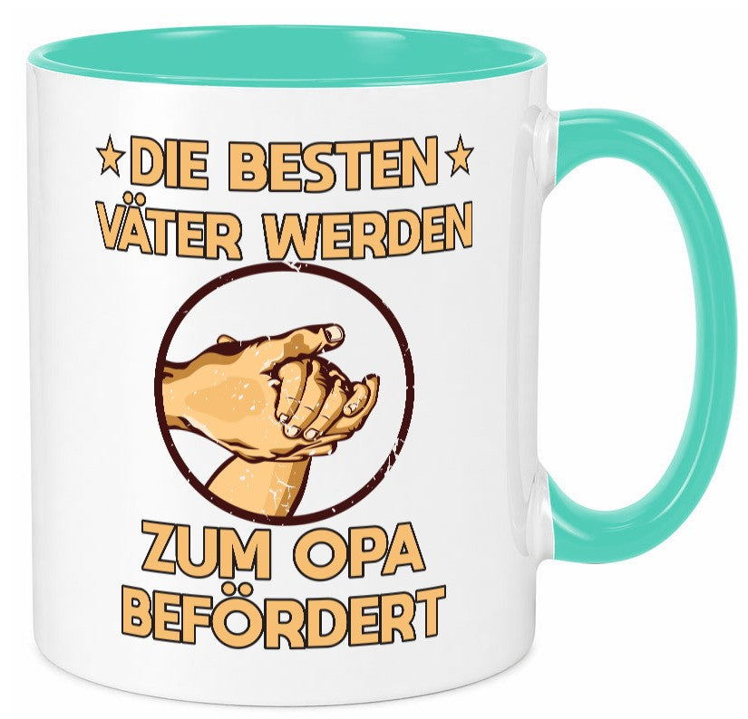 Besten Väter werden zum Opa befördert | Zwei Hände Geschenkidee Familie Humor Tasse