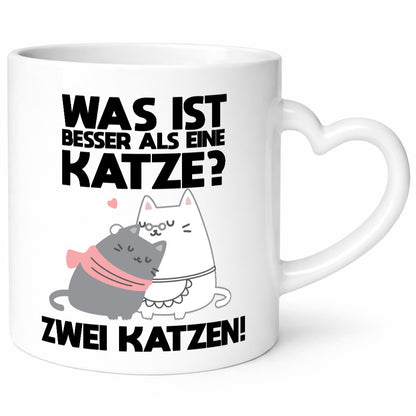 Besser als eine Katze, zwei Katzen | Herzchen Geschenkidee Tierliebhaber Humor
