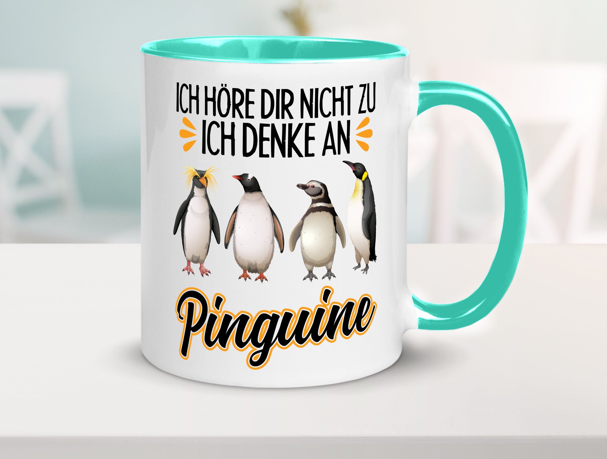 Ich denke an Pinguine Geschenkidee Humor Tasse