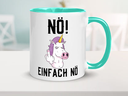 Einfach Nö | Keinen Bock Einhorn Mittelfinger Comic Geschenkidee Humor Tasse