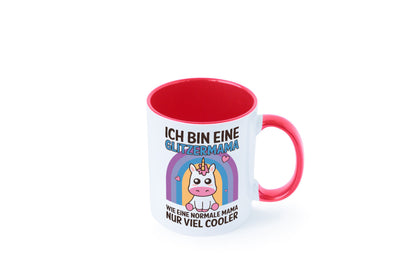 Glitzermama, wie normal, nur cooler | Einhorn Geschenkidee Familie Humor Tasse